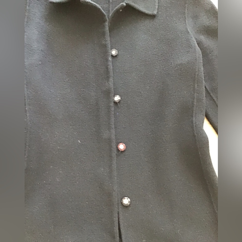 Elie Tahari black coat with snap buttons - Picture 5 of 6